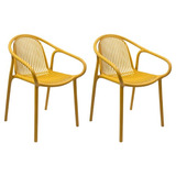 Set 2 Sillas Moderna Lagoon Exterior Comedor Jardin Amarillo