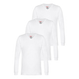 Combo X3 Camisetas Cuello V Manga Larga Blanca Talla 2-4-6-8