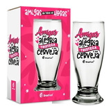 Copo Munich 200ml- Amigas Na Alegia Na Tristeza E Na Cerveja Cor Rosa-claro