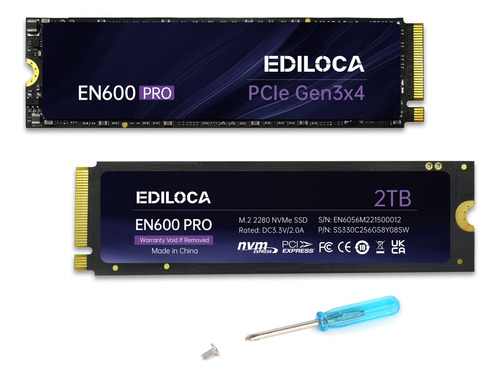 Ediloca En600 Pro Ssd 2tb Pcle 3.0x4, Nvme M.2 2280, Hasta 3