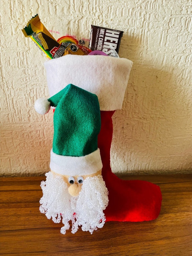 3 Pz De Bota Navideña De Santa Con Dulces Y Para Decoración