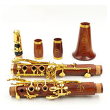 Clarinete Profissional De Madeira Vermelha Rosewood Bb Gold