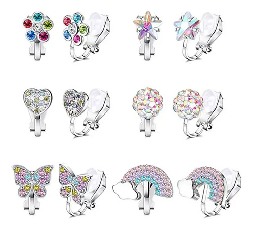 6pare Aretes Falso Para Niños Mujer Pendientes De Clip Moda
