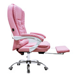 Cadeira De Escritório Rosa Com Apoio 7 Pontos De Massagem 