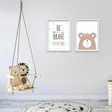 Quadro De Parede Infantil Quarto Be Brave 2 De 34 X 44