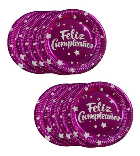 10 Platos Desechables Decoración Cumpleaños Plato Violeta