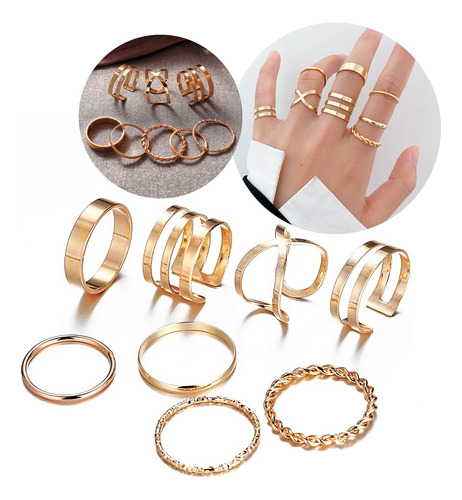 Set De 8 Anillos Vintage Varios Modelos Joyería Para Mujer