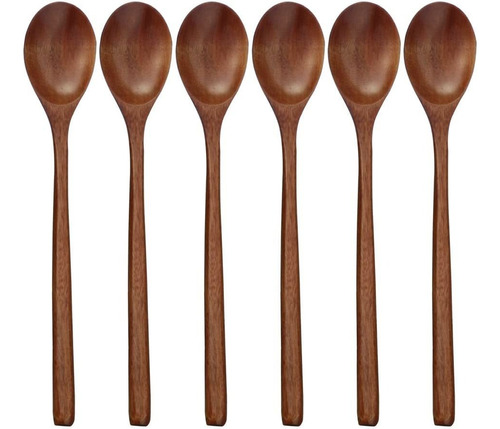 , 6 Piezas 22,8 Cm Madera Sopa Cucharas Estilo Japonés