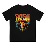 Camiseta De Manga Corta De Algodón Impresa Con La Banda Rush