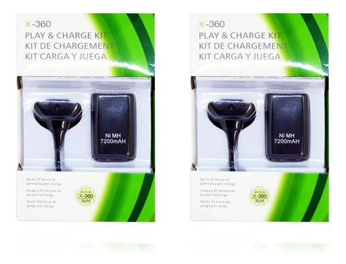 2x Kit Carga Y Juega Xbox 360 4800mah Cable Batería + Regalo