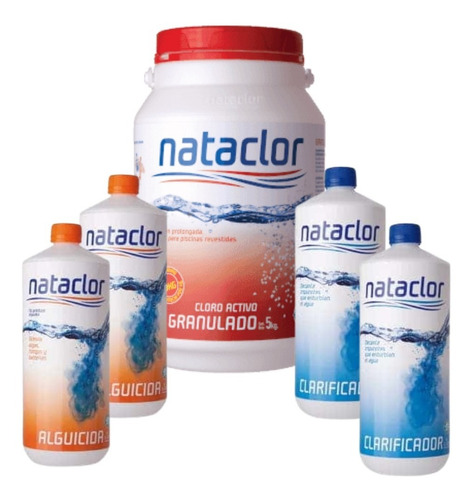 Kit Nataclor Granulado 90%x5kg + 2alguicida + 2clarificador