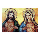 Sagrado Corazon Jesus Y Maria Lienzografia Lienzo Impresion 