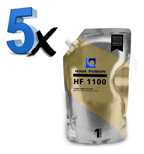 5x Refil Toner High Fusion Hf1100 P/uso Kyocera M2040 M2035