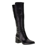 Bota Feminina Cano Longo Bottero Couro Salto Grosso 346903 P