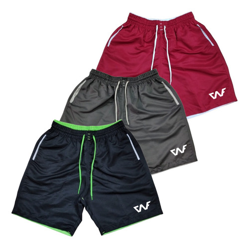 Bermudas Tactel Masculina De Treino Kit 3 Shorts De Praia 