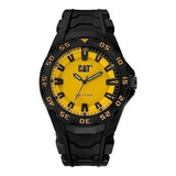 Reloj Pulsera Cat Motion 2020 De Cuerpo Color Negro, Analógico, Para Hombre, Fondo Amarillo, Con Correa De Goma Color Negro, Agujas Color Negro Y Verde Claro, Dial Negro, Minutero/segundero Negro Y Am