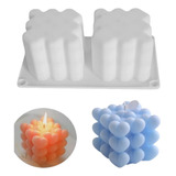 Molde Silicona Cubo Corazón X2 Buble  6x6 Cm Velas Cemento 