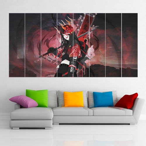 Cuadro Poliptico Chica Samurai Guerrera Xxl Art 192x100cm