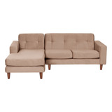 Sofa Chaiselong Izq Salerno Tela  Velvet  Beige