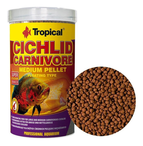 Tropical Cichlid Carnivore Medium Pellet 180g P/ Ciclídeos