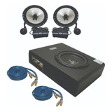 Caixa Slim Amplificada 350w Corzus+kit 2vias Hurricane+ 2rca