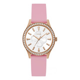 Reloj Guess Gw0359l3 Anna Quartz Mujer Correa Dorado Bisel Rosa