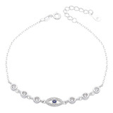 Tobillera Plata 925 Zircon Ojo Turco Mujer Regalo Cubic 