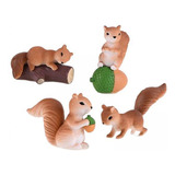 6 Creative Mini Squirrel Figure Collection Craft Compatible