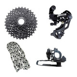 Kit Grupo 24 Index Bike Mtb Câmbio 8v Cassete 11-32 Corrente