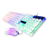 Teclado Mouse Gamer Rgb Teclas Redondas Gtx300 Semi Mecânico