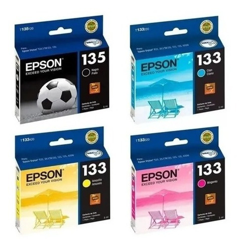 Tintas Epson 135 133 Original B/c/m/y T25 Tx123 Tx125