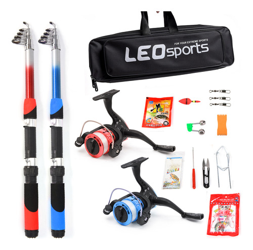 Kit Telescópico Pole Pack De 2 Cañas De Pescar Completas De