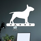 Porta Chaves De Parede Bull Terrier Branco Decorativo