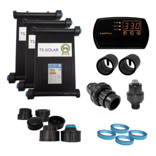 Kit Aquecedor Solar Piscina 15 Placas 3m+control+válvs