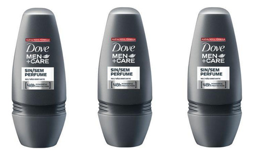 Desodorante Rollon Dove 50ml Masculino Sem Perfume-kit C/3un