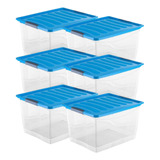 Organizador Contenedor Plastico Con Tapa 18 Litros X6 U