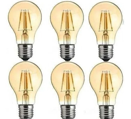 6 Ampolletas Vintage Led Modelo A60 Soquete E27 Envio Gratis