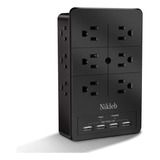 Enchufe Inteligente Marca Nikleb /12 Tomas/4 Usb/negro