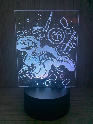 Lampara 3d Led Acrilico 16 Colores Modelo Dinosaurio Fósil