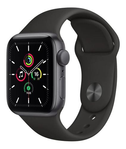 Apple Watch Se (gps, 40mm) Caixa De Alumínio Cinza-espacial Pulseira Esportiva Preto