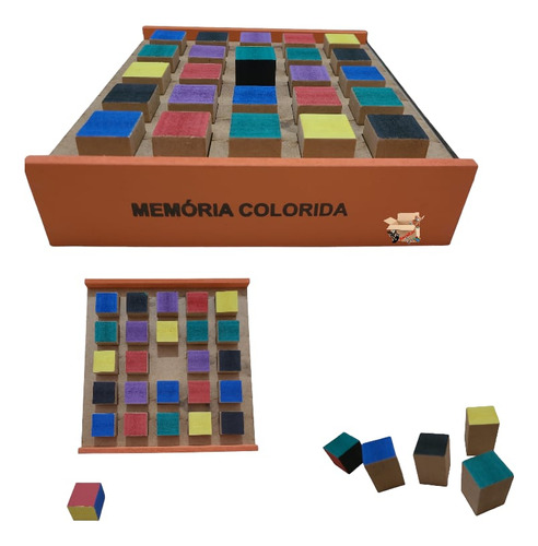Brinquedo Pedagógico Em Madeira Jogo Da Memória Colorida
