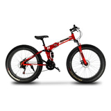 Bicicleta Dobrável Fat Bike Aro 26  / Cor Vermelha