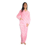 Pijama Para Dama Rosa Termica Abierta Con Botones Ybolsillos