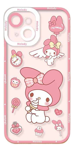 Funda De Silicona Suave Kuromi Pink Melody Para iPhone 14, 1
