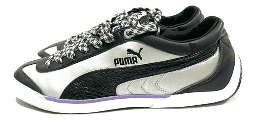 Zapatilla 100% Cuero Marca Puma N°39 Negro Y Gris Usado