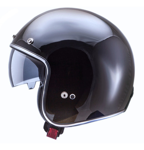 Casco Moto Cafe Custom  Abierto Mt  Brillo Liso Negro Xl