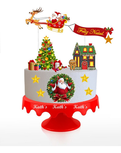 Topper Bolo Enfeite Topo De Bolo Natal Vários Temas