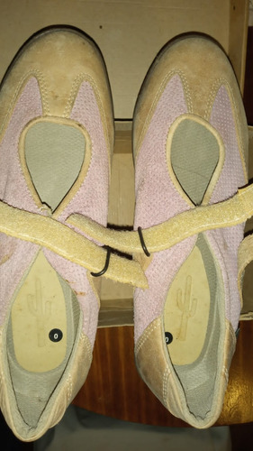 Zapatos Zapatillas Cardon Rosa Y Beige Con Velcro Talle 40
