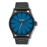 Reloj Nixon Acero Analógico Elegante Sentry Kensington Color De La Correa Negro/azul