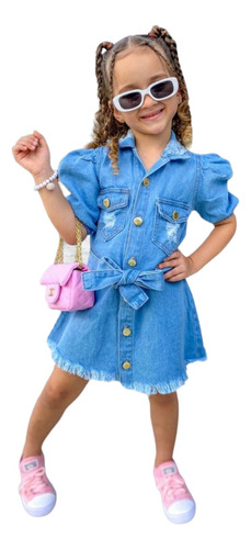 Vestido Infantil Moda Blogueirinha Jeans Mini Diva 